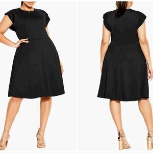 City Chic Black Frill Sleeve Dress Size 20 New NWT